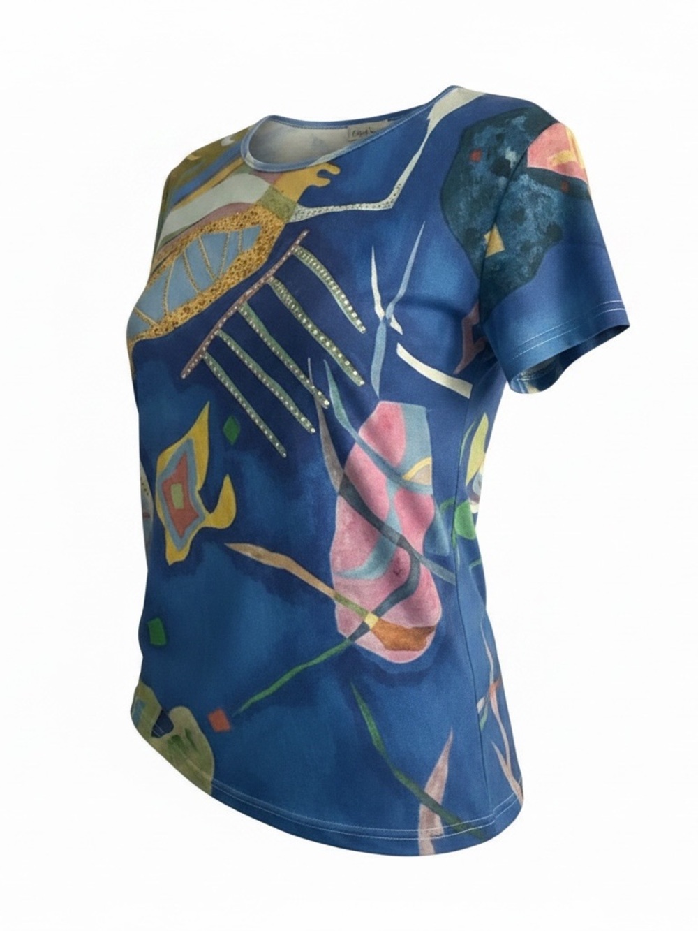 Women's Blue Abstract Short Sleeve Tee by Esprit - Picture 2 of 7